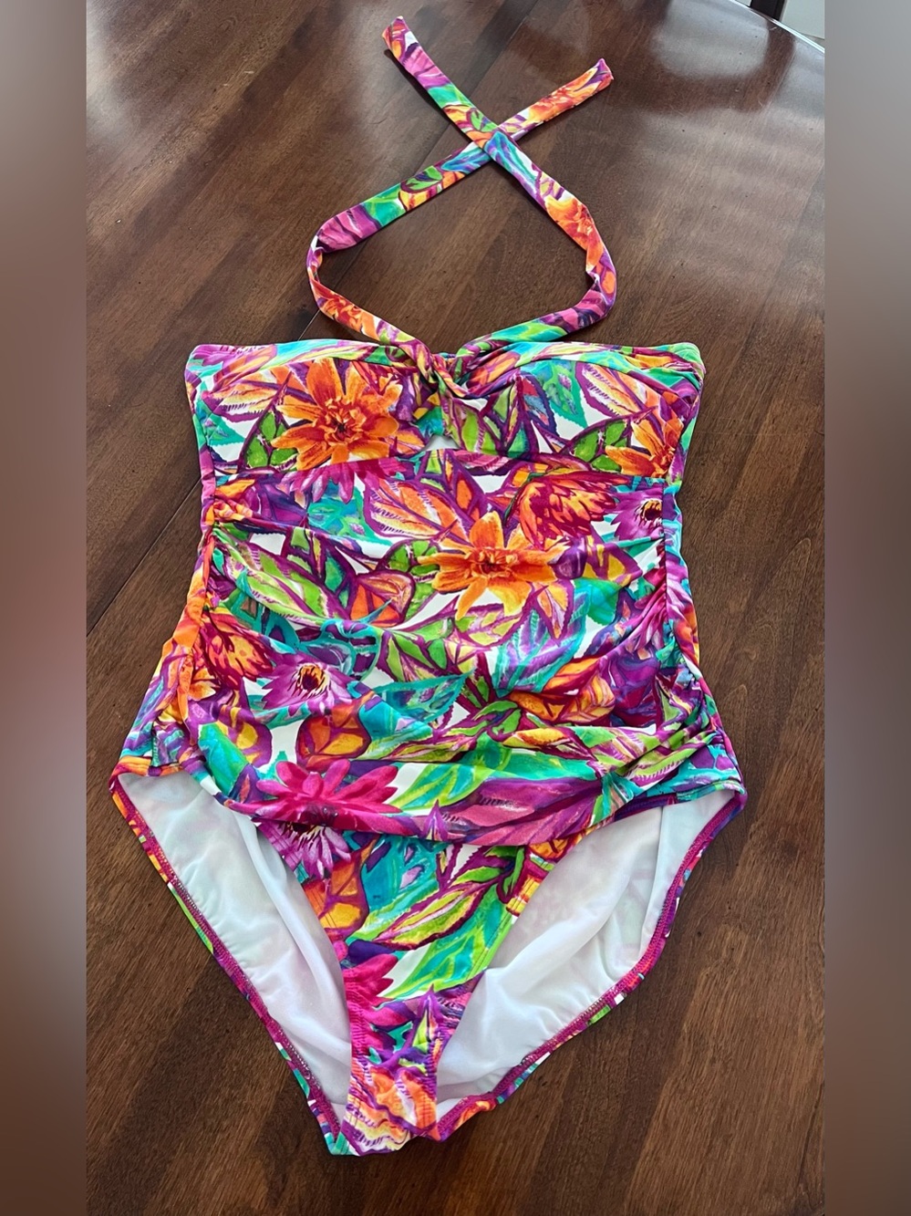 Ralph Lauren Floral Halter One-Piece Swimsuit - Vibrant Multicolor